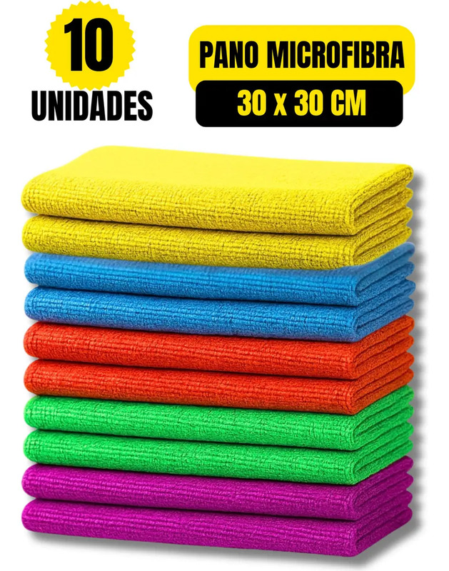 10 Flanela Pano Microfibra Limpa Carro Vidro Pia Multiuso Cor Sortidos Home Safe Home
