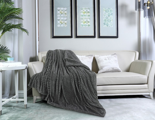 Imagen 2 de 10 de Frazada Flannel Corderit Al Tono Pontevedra King Gris Plomo