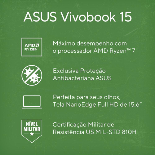 Notebook Asus Vivobook 15 Amd Ryzen 7 5825u 16gb 1tb Ssd Fhd Cool Silver