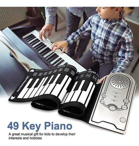 Piano Enrollable, Teclado De Piano Eléctrico De 49 Teclas, P