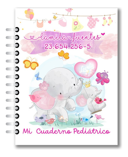 Cuaderno De Control Pediátrico Niña (elefantes)