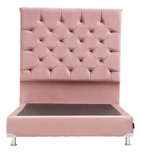 Cabecera Queen Size Dicasa Capri + Box Gante Palo De Rosa Color Rosa Claro