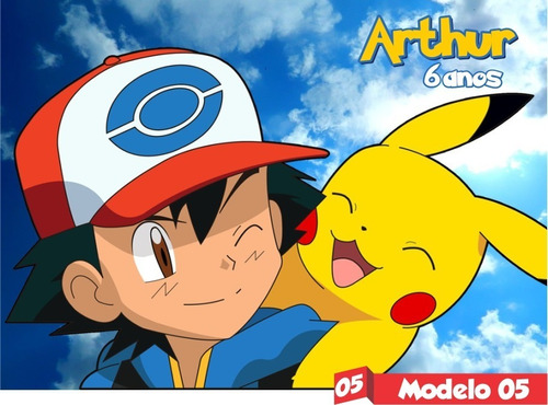 Imagem 1 de 2 de Pokémon Pikachu Ash Painel Festa Banner Lonas Decorativa Pq