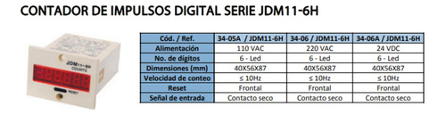 Contador De Impulsos Digital  Jdm11 -6h 110v