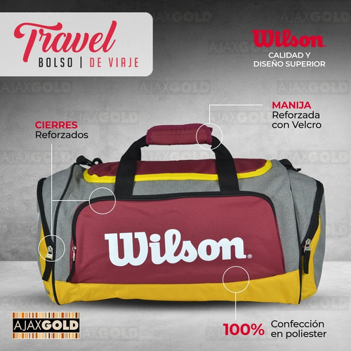 Imagen 2 de 10 de Bolso Deportivo Wilson Viaje Urbano Gym Bolsillo Mediano