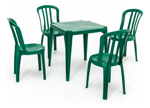 Conjunto sala de jantar Jr Plasticos Jr Plasticos Bistro com 4 cadeiras desenho liso mesa de  - Verde