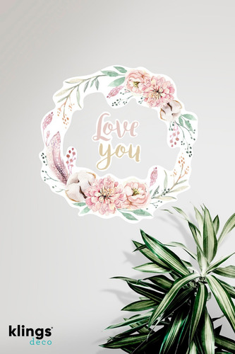 Vinilos Decorativos Frases Love You Flores 