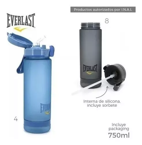 Botella Agua Deportiva Everlast Training Escolar Plástica