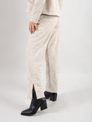 Pantalón Tweed Lurex Cintura Elastizada Charol