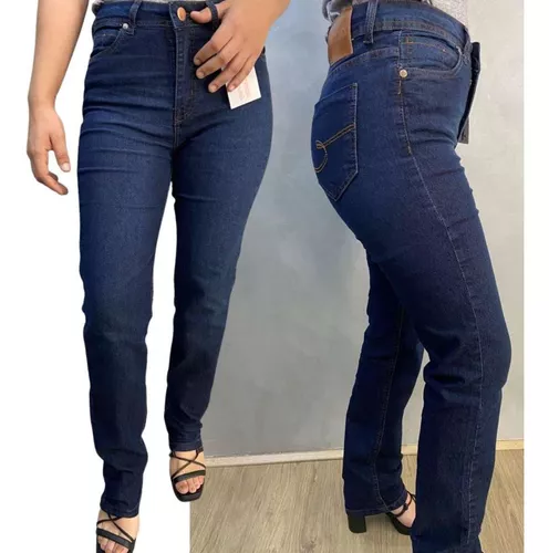 Calca Jeans Feminina Lycra Reta Strech Top