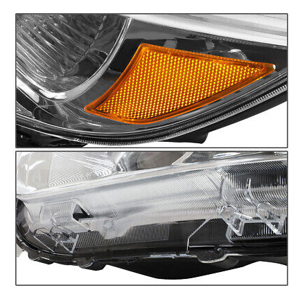 Chrome Housing Amber Side Headlight+6000k Hid Led Pair F Oad