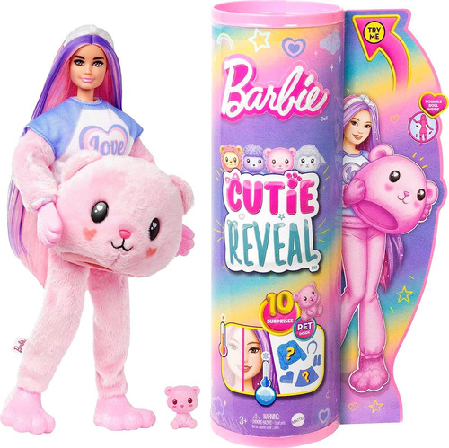 Barbie Reveal Cozy Cute Oso Teddy Bear Muñeca Cambia Color