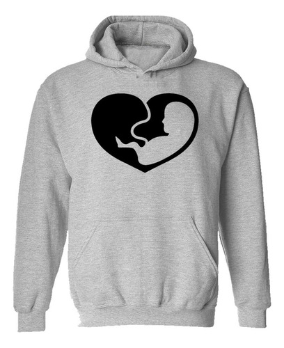 Buzo Canguro Silueta Corazon Bebe En La Panza Hoodie