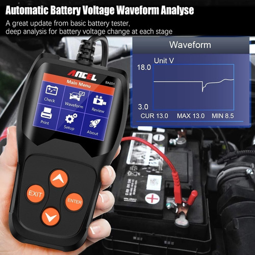 Ancel Ba201 Probador Bateria Coche Detector 12v 100-2000cca