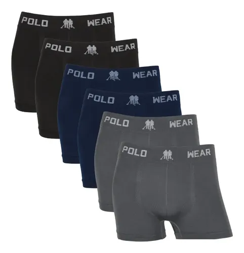 Kit 6 Cuecas Boxer Sem Costura Polo Wear Microfibra