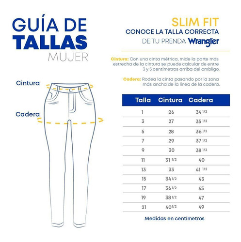 Imagen 6 de 6 de Jeans Vaquero Wrangler Mujer Slim Fit U11