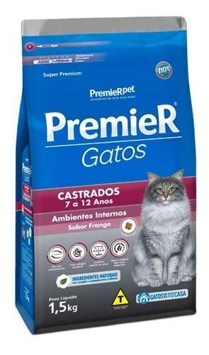 Premier Gato Castrados 7 A 12 Anos Amb Internos Frango 1,5kg