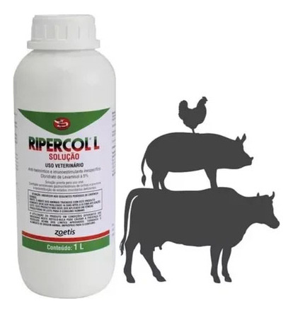 Ripercol Oral 1 Litro Vermífugo Zoetis - Kit 3 Unidades