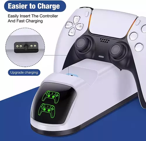  Accesorios para controlador PS5, cargador de controlador Playstation  5, estación de cargador de controlador PS5 con adaptador de corriente de 5V  3A : Videojuegos