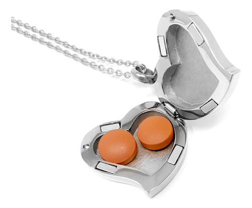 Amour Heart Pill Necklace - Polished Heart Locket With Stron