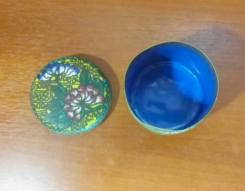 Antiguo Recipiente Para Te Chino Caddy Esmaltado Cloisonne (Usado)