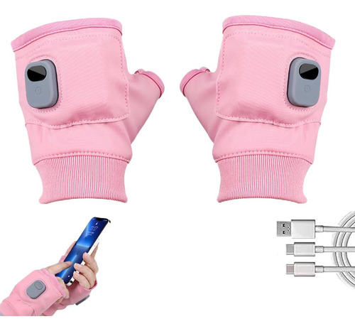 Guantes Calefaccionados Smart Thermostatic Modelo Sin Dedos Rosado