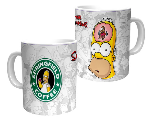Taza De Homero Con Mono En La Cabeza - Logo Estilo Starbuks