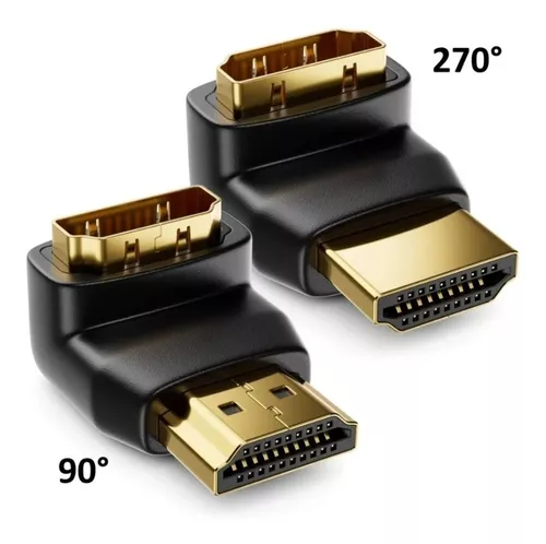 Adaptador de ángulo recto de 90 grados compatible con HDMI 270 grados HDMI  macho a hembra conector de codo HDMI