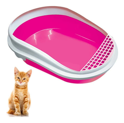 Banheira Caixa De Areia Higiênica Gatos Smart Furacão Pet Cor Rosa