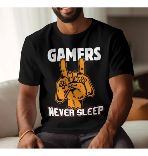 Polera Unisex Gamer Game Nunca Duerme Estampado Algodon