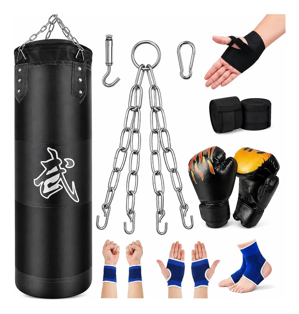 Kit Saco de Boxeo Profesional 120 cm con Guantes para Box, Entrenamiento y Gimnasio