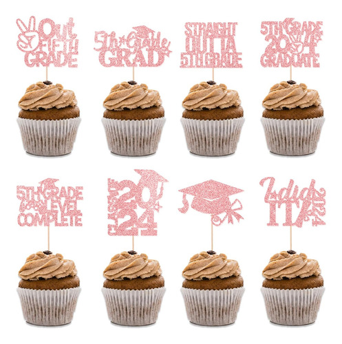32 Piezas De Adornos Para Cupcakes De Graduación De 5to Grad