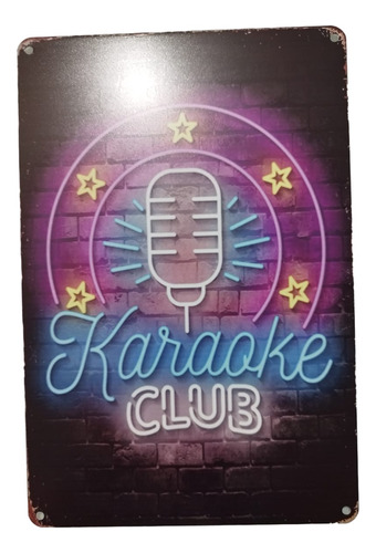 Letrero Vintage Neon Lámina Pared De Karaoke Club 20x30cm