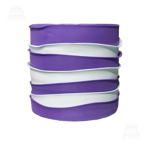 Bolo Fake Ruflado Roxo E Branco Base Alta 20x20 Cm