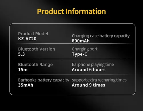 Módulo Bluetooth Kz Az20, Dos Ganchos Para Orejas, Pin C Par