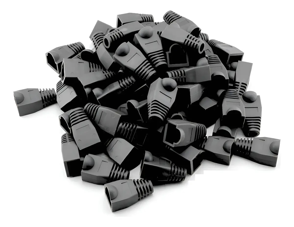 Kit Com 100 Capas Preta Rj45 Rede Cat5e Cat6 Alta Qualidade Preto 52049