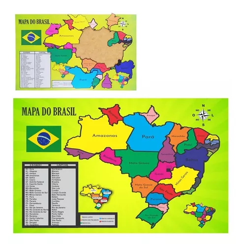 Brinquedo Quebra Cabeça Infantil Mapa Do Brasil Em Madeira