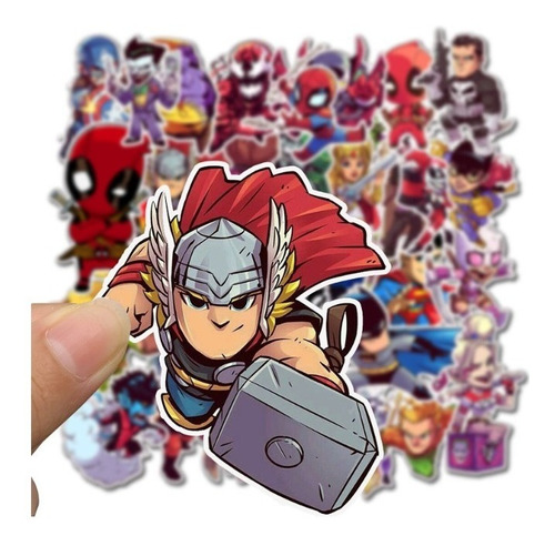 Stickers Calcomanías Dibujos Animados Marvel-dchero Set X 12