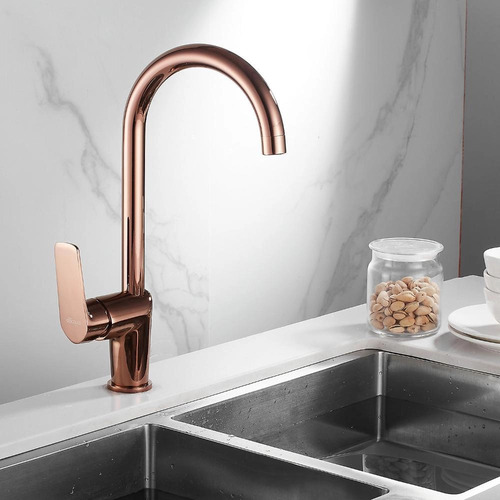 Torneira Monocomando Cozinha Bica Alta Cobre - Sensi Dacqua Acabamento Metal Cobre Cromado