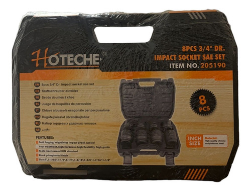 Juego De Dados De Impacto 3/4in 8 Piezas Hoteche 205190