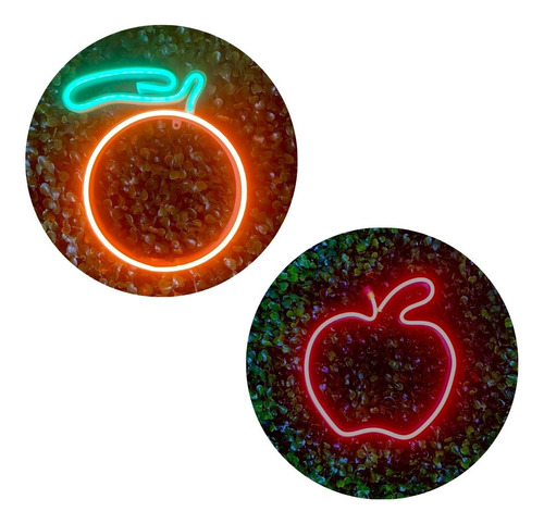 Dupla Luminárias Neon Led Kit Frutas Nutri Insta Bivolt