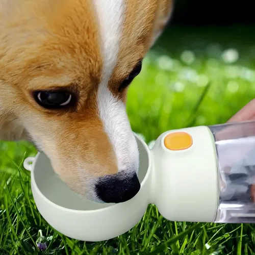 Botella De Agua Para Perros 2 En 1 Portátil Con Botón