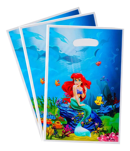 Pack 10 Bolsas Dulceras Princesa Bajo El Mar Cotillón