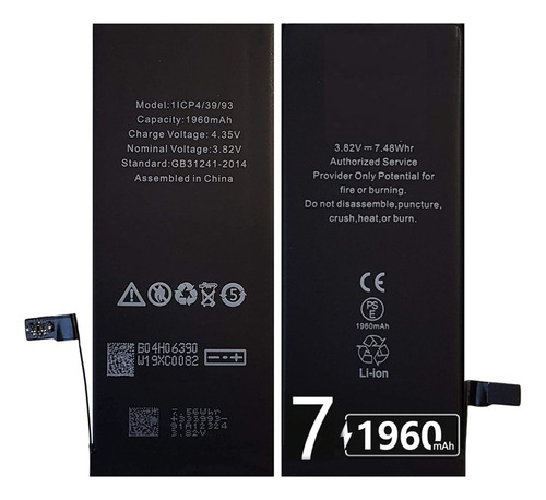 Pila Bateria Generica Para iPhone 7 Repuestos 1960 Mah 3.8v