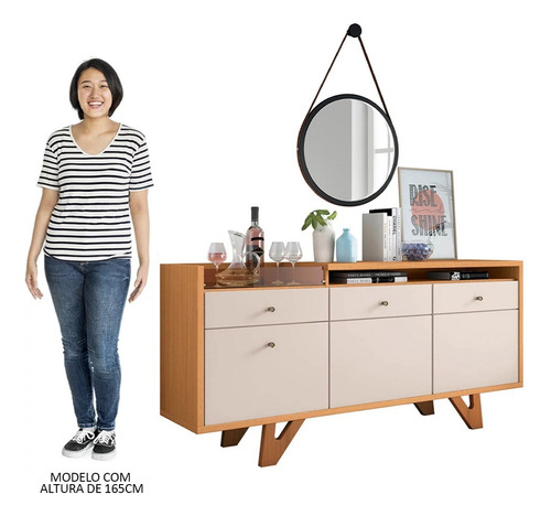 Balcão Buffet Ellora Espelho Adnet 67cm Off White/cinamomo