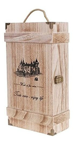 Newest Vintage Wood 2 Red Wine Bottle Box Carrier Crate