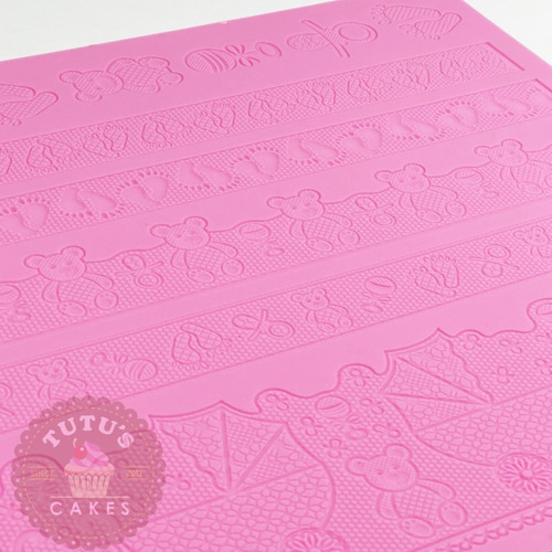 Molde Silicona Encaje Puntilla Comestible Baby Shower Bebe Color Rosa
