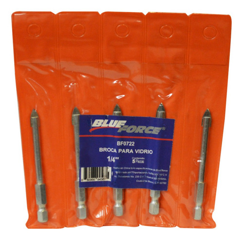 Brocas Para Vidrio Blue Force De 1/4pLG 5pz