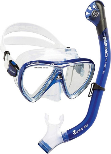 Combo Buceo Cressi Icarus & Orion Dry Clear/ Azul