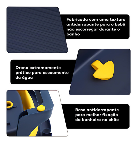 Banheira Infantil Dobrável Com Rede De Segurança E Proteção Cor Amarelo Crab
